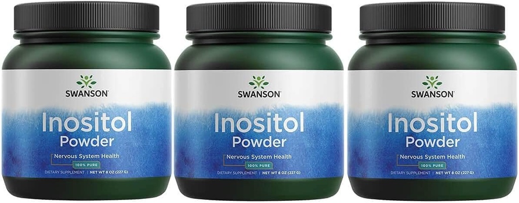 Swanson 100% ren Inositol pulver - naturlig kosttilskudd fremme fokus og avslapping - Nerve & Cellular Support - (8oz) 3 Pack
