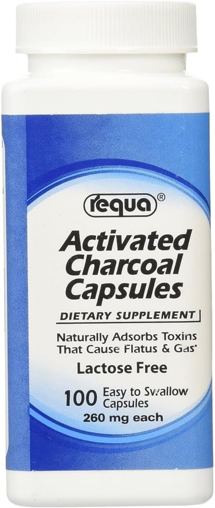 Requa Aktivert Charcoal, 260 mg, 100 Count