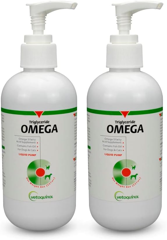 Vetoquinol triglycerid flytende Omega 3 Supplement for hunder og katter, flytende fiskeolje Supplement w/EPA og DHA, fremmer huden, Coat, felles, og immun helse, Omega 3 fiskeolje for hunder og katter, 8oz, 2 pakke