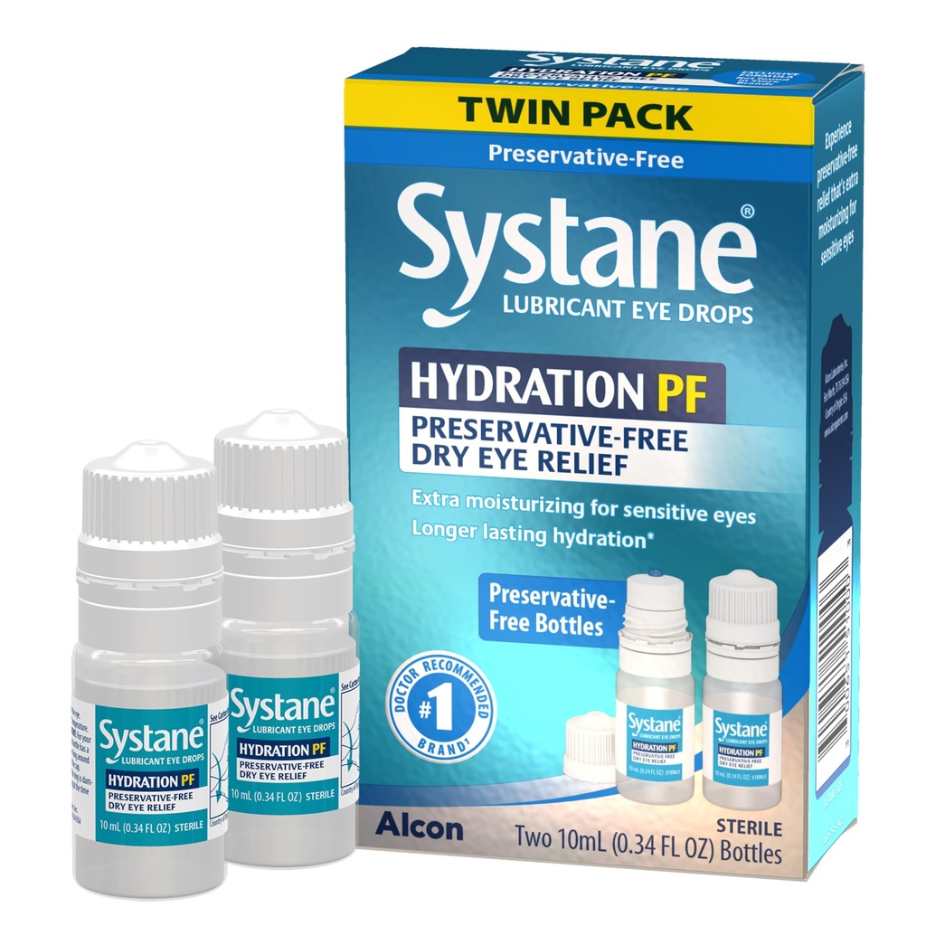 Systane Hydration Multi-Dose Preservative-Free Øyedråper Tørr Eye Relief Twin Pack (2x10ml)