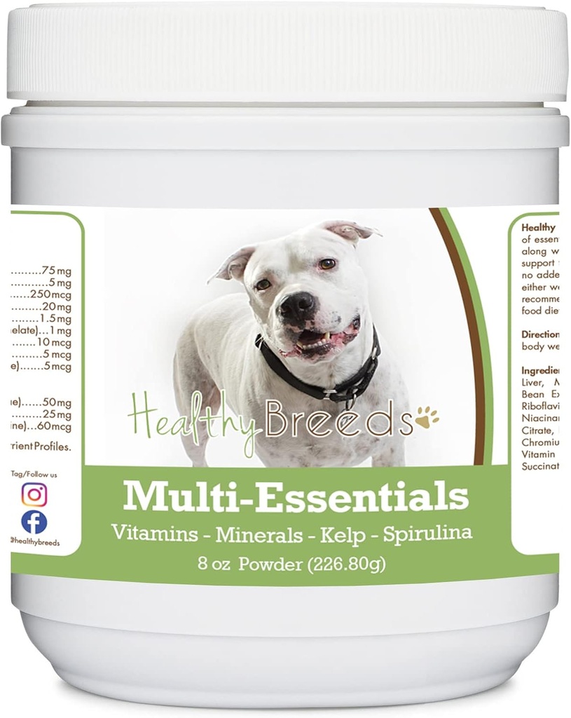 Sunn avl Pit Bull, hvit, multi-Essentials pulver for hunder - et ideelt tillegg av vitaminer, mineraler og antioksidanter for hunden din - 8 oz
