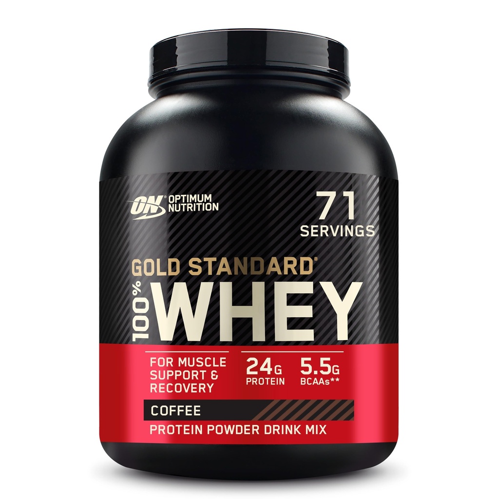 Optimum Ernæring Gull Standard 100% Whey Protein pulver, kaffe, 5 pund (Packing May Vary)