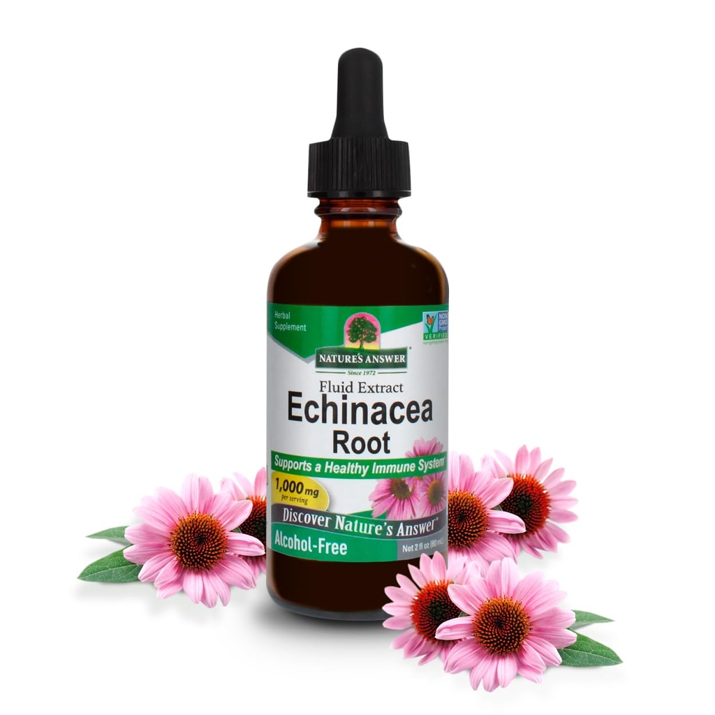 Naturens svar Echinacea Extract | støtter et sunt immunsystem | Vegansk, glutenfri, alkoholfri, ikke-GMO & Kosher-sertifisert | 2oz
