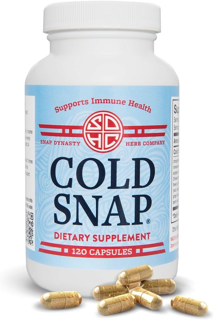 Snap Dynasty Cold Snap - 120ct Kapsler, Pakke med 1 - Plant Basert omfattende immun helsestøtte for alle aldre, Hurtige kosttilskudd for kulde og influensa støtte, Ingen kontraindikasjoner