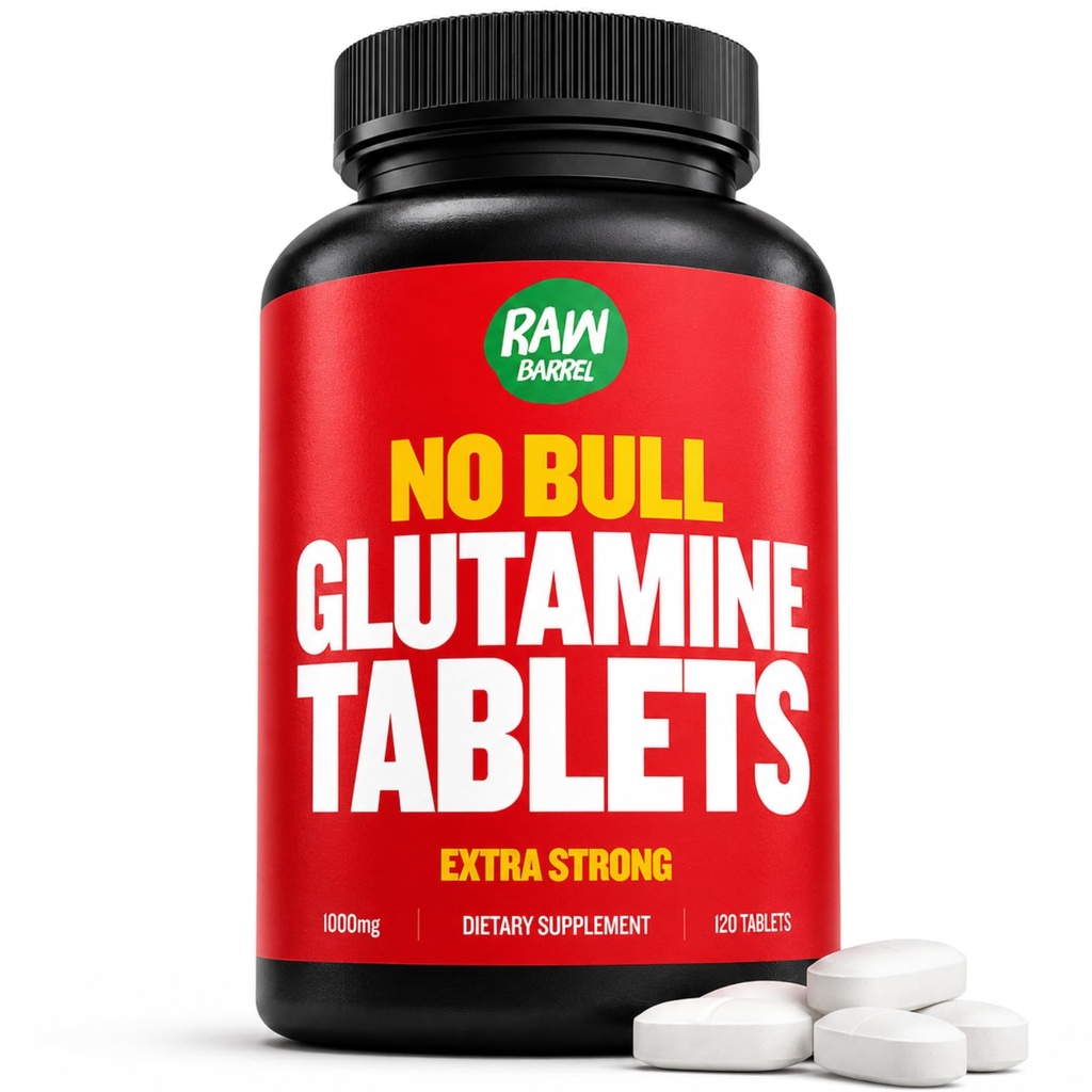 \"No Bull\" L-Glutamin tabletter, ren L Glutamin piller, ikke GMO, L Glutamin Supplement, naturlig vegetarvennlig og glutenfri, 1000 mg