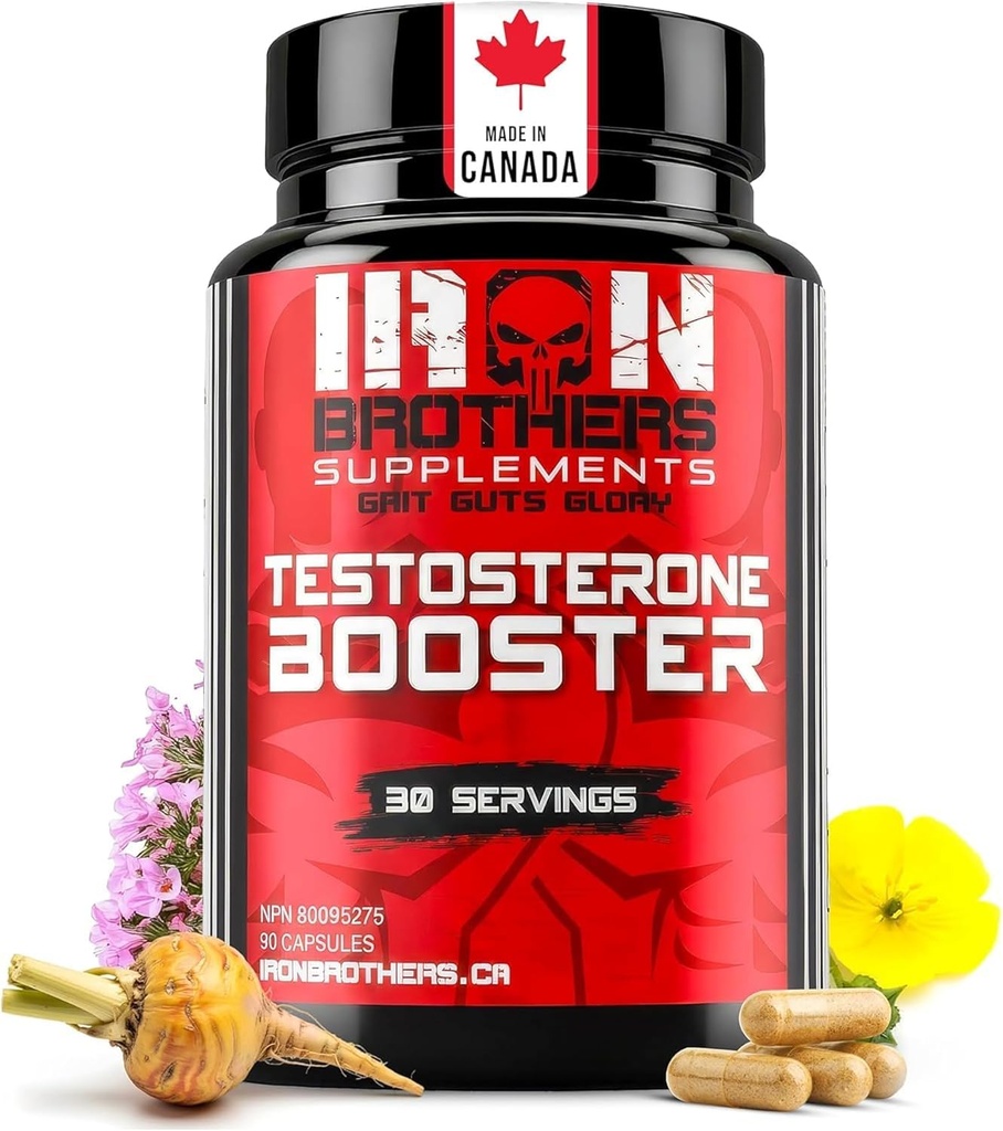 Iron Brothers Supplements Testosteron Booster for menn, 90 kapsler | Testosteron Kosttilskudd for menn å forbedre muskelveksten | Estrogen Blocker | fremmer fett tap og øke ytelse - 30 dager