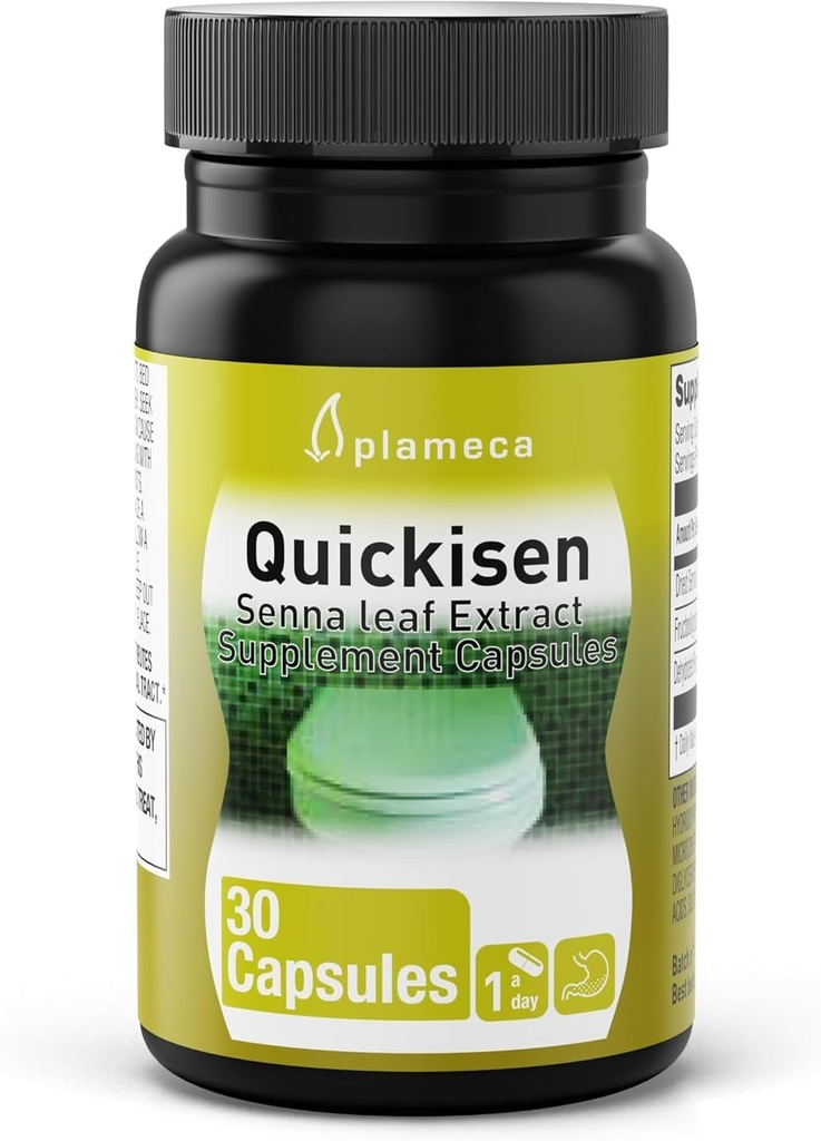 Plameca Quickisen Laxative kapsler, Relief fra noen gangers dyspepsi, naturlig senna ekstrakt, støtter intestinell helse, kosttilskudd Glutenfri og dairy-fri, 30 kapsler