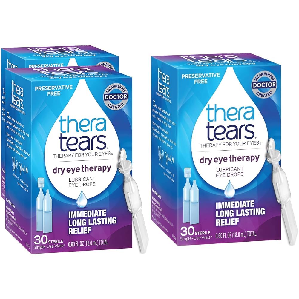 TheraTears Tørr Eye Therapy Eye Dropper Preservativ Gratis 30 Vialer 2 Pakke Tørr Eye Therapy Lubricating Eye Drops Preservativ Gratis 30 Enkeltbruks Vialer