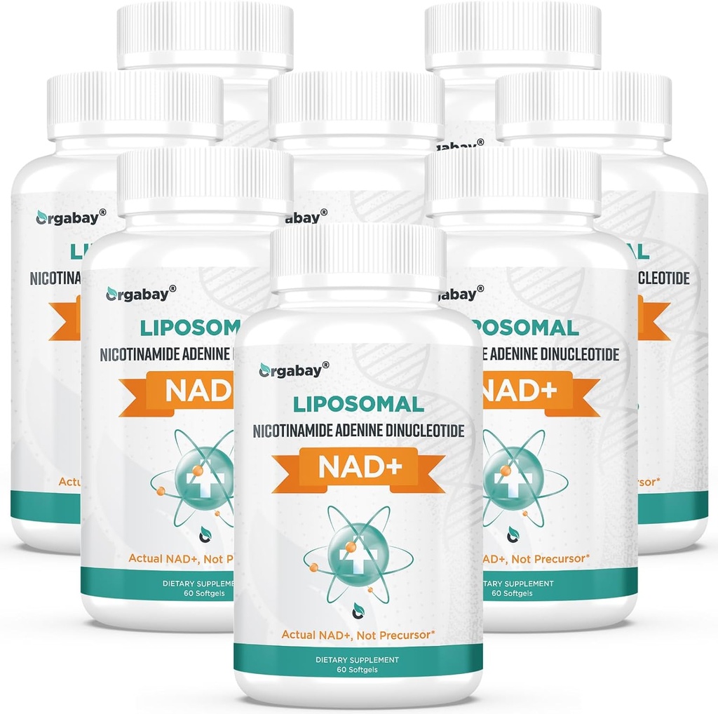 Orgabay Liposomal NAD+ Supplement 500 mg, høy absorpsjon, økt NAD+ med TMG 250 mg, faktisk NAD Plus mer effektiv enn Nikotinamid Riboside, støtte Cellular Energy, sunn aldring |