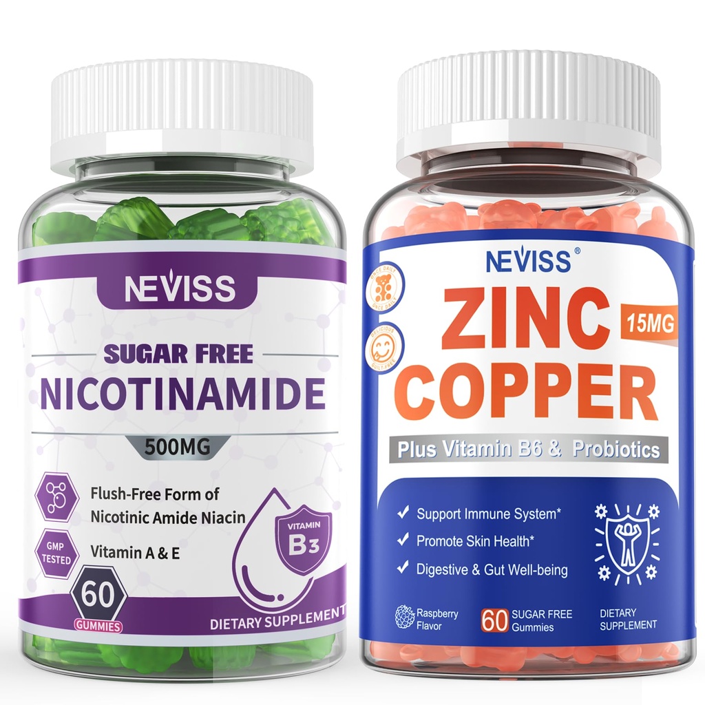NEVISS Nikotinamid 500mg Gummies + Zink Kobber Gummies