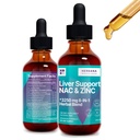 Liver Support & NAC, Sink - 2 fl oz flytende dråper med Melk Thistle, Dandelion Root, Chicory, Turmeric, Beet Root, Chanca Piedra - Liver Cleanse & Detox Supplement