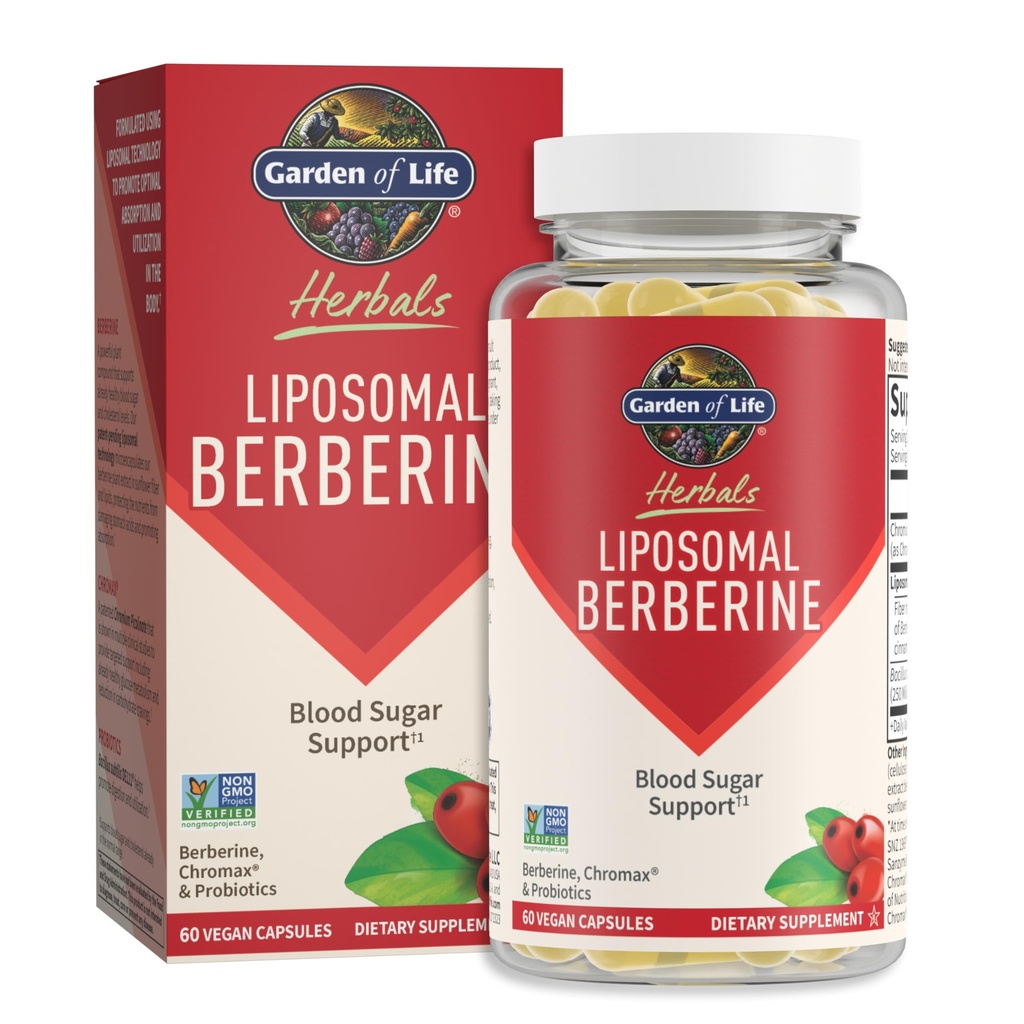 Livshage Liposomal Berberin og kromium Picolinat for allerede sunnt blodsukker, glucosemetabolisme og kolesterol -probiotika for Easy Digestion - Non GMO, Glutenfri, Kosher, 30 Services