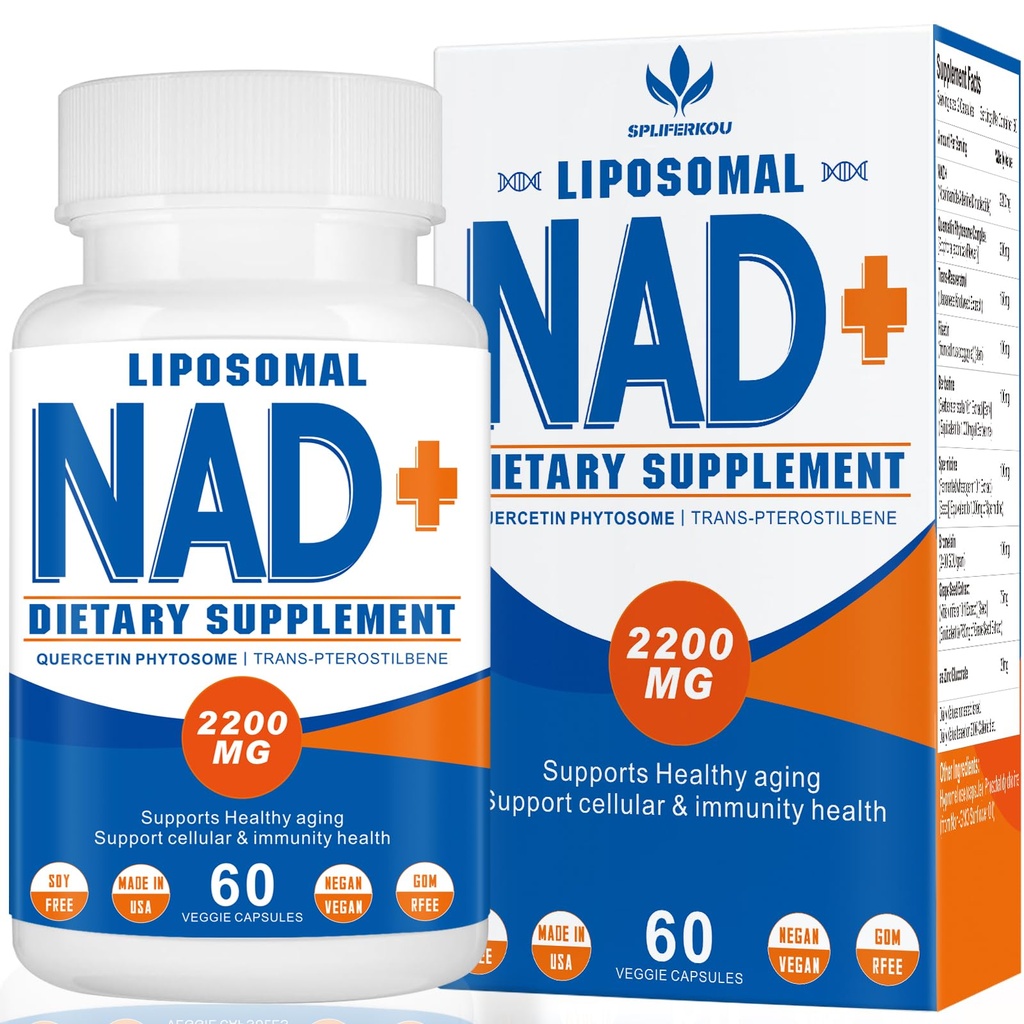 2200 mg Liposomal NAD+ Tillegg - Forbedrer celleenergi og aldring defese, 60 kapsler