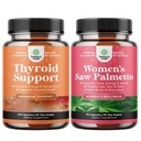 Bundle of Herbal Adrenal og Thyroid støttekompleks - Mood Enhancer Energy Supplement for Thyroid helse og ekstra styrke så Palmetto for kvinner for sterkere tykkelse sunnere utseende hår