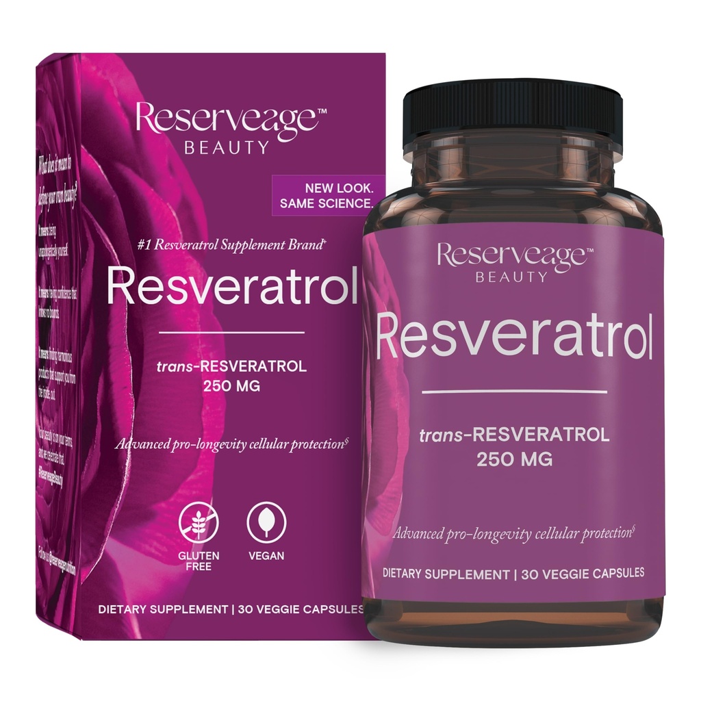 Reservering Skjønnhet, Resveratrol 250 mg, Antioksidant Supplement for hjerte og cellular helse, støtter sunn aldring og immunsystem, Paleo, keto, 30 kapsler