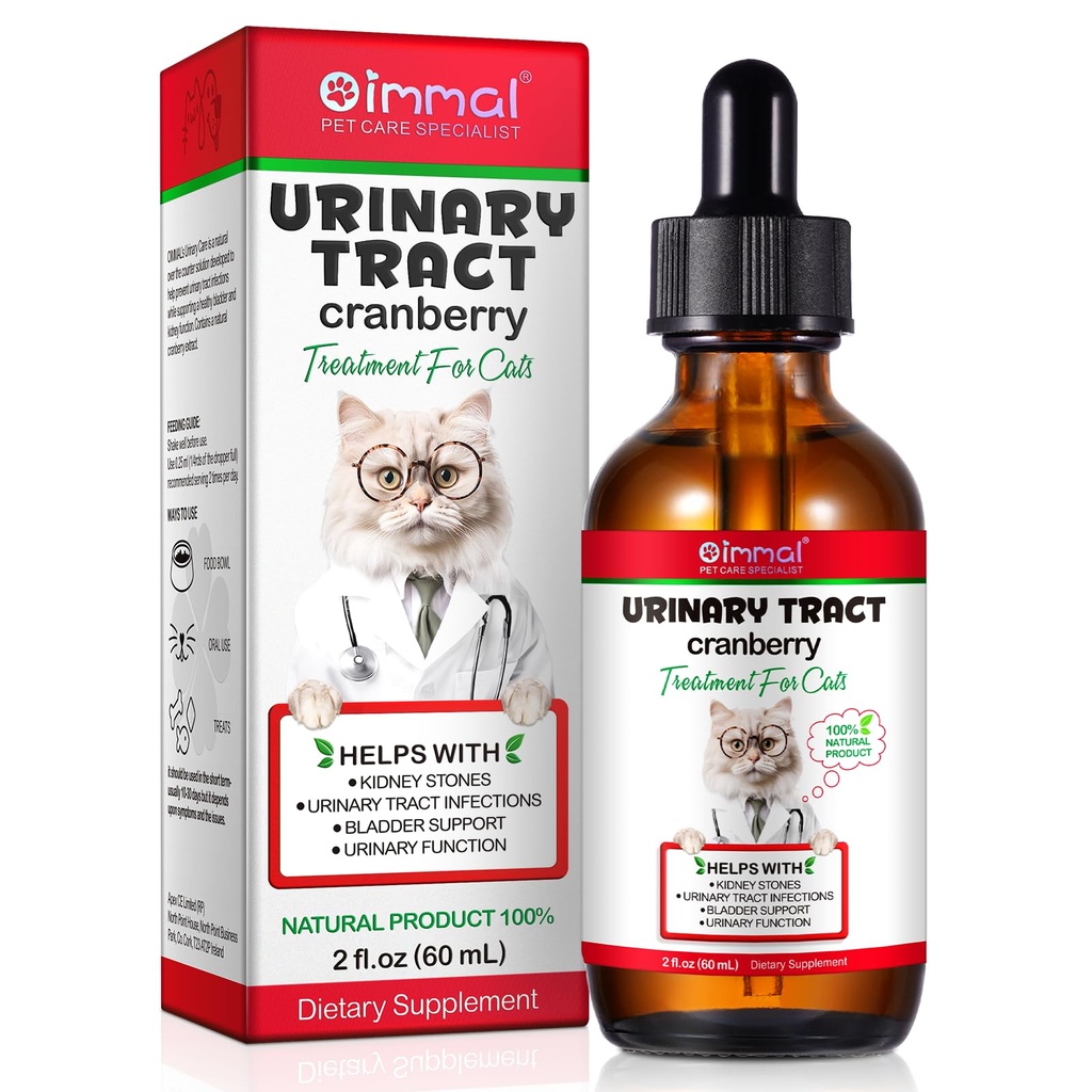 Urin Trakt for katter, Naturlig Cat Urinal Tract infeksjon behandlingsdråper - Støtter Blader, Nyrestein, Hund UTI, Cranberry Nyre Bladder Support Supplement, Kylling Flavor - 60 ml / 2.02oz