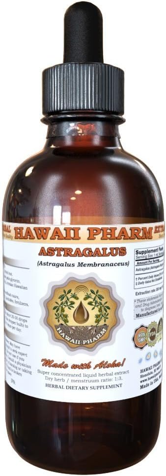 HawaiiPharm Astragalus flytende ekstrakt, organisk astragalus (Astragalus membranaceus) tørket rot tinktur Supplement 4 oz