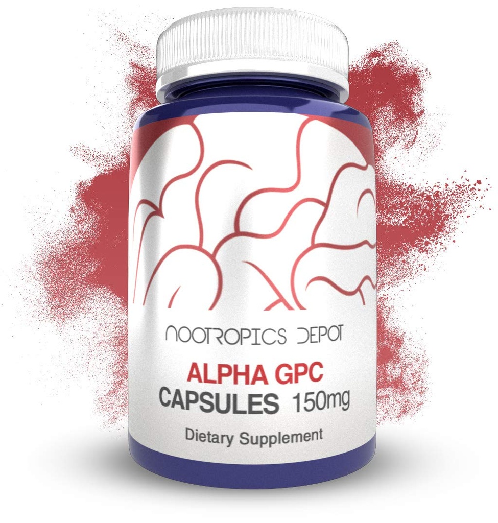 Nootropics Depot Alpha GPC Kapsler | 150mg | 180 greve | Cholinerge Supplement | Brain Health Supplement | Støtter sunn hjernefunksjon | Forbedre kognisjon, minne + fokus