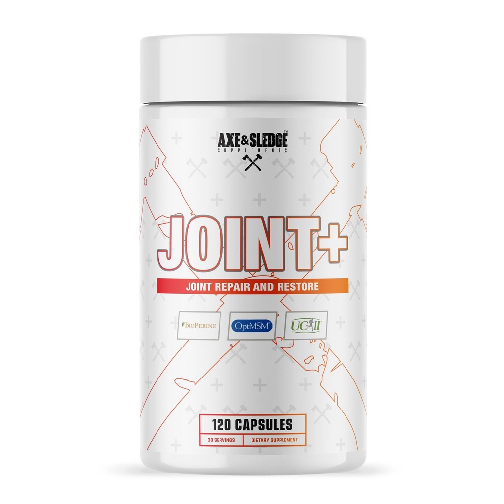Axe & Sledge Joint+ | Felles helsestøtte Supplement med UC-II Collagen, Glukosamin, MSM, Bioperin | 1g Glukosamin, 500 mg OptiMSM, 40 mg UC-II Collagen | 30 serveringer