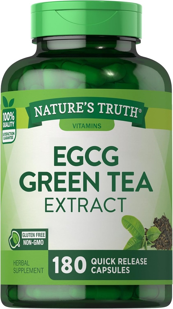 Naturens sannhet EGCG Grønn Te Ekstrakt Kapsler | 180 piller | Ikke-GMO & Glutenfri Supplement