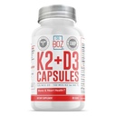 Dr. Boz - K2+D3 Kapsler, 66 serveringer - vitamin D3 K2 Supplement med BioPerine - Bein og hjerte helse - forbedret absorpsjon - Kvalitetstestet - laget i USA - 5000iu (D3) - 400iu (K2) - Selvpleie