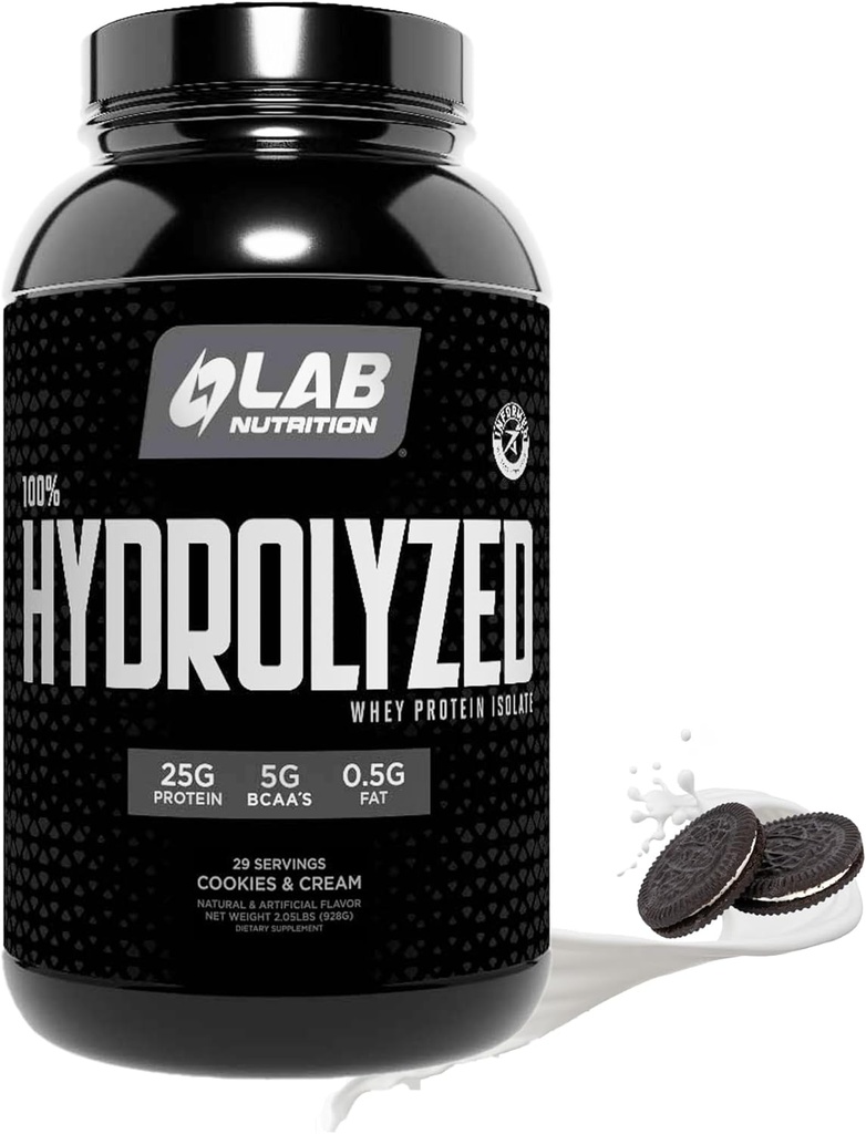 100% Hydrolysert Whey Protein Isolate (2 pund, informasjonskapsler og cream Flavor) 25gr protein, Bygg muskel, Lean Muscle Vekst, Lett dialyse, Glutenfri, Laktosefri, Rask absorbering.