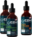 E2H: Klorofyll flytende dråper (2 pakke - 4 Fl Oz) og flytende gurkemeie curcumin (enkel flaske - 2 Fl Oz) | Vegan, ikke-GMO - (6 Fl Oz Totalt) - Bundle