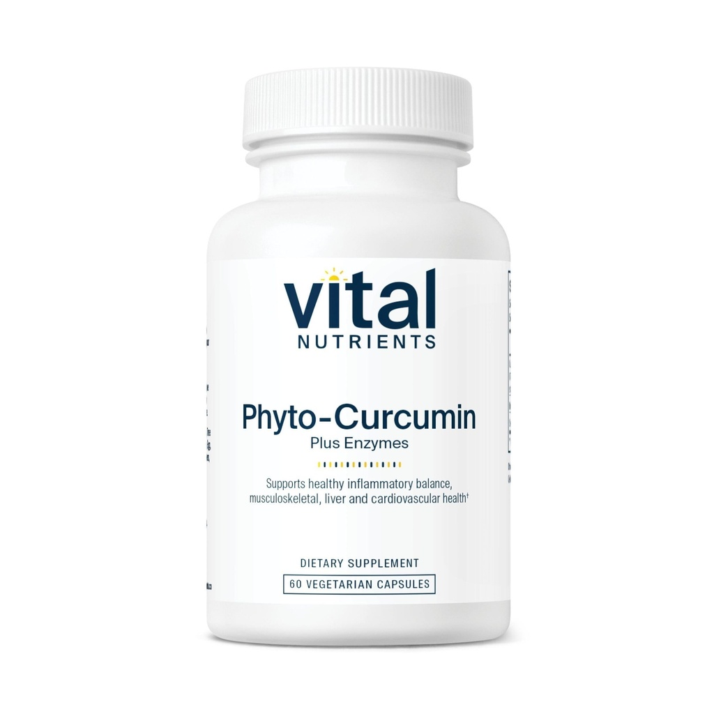 Vital næringsstoffer Phyto-Curcumin Plus Enzymes ® Curcumin Kosttilskudd med Phytosom Extract ® Støtte for muskler, bein, lever og hjerte helse * | Gluten, Dairy, Soya gratis | 60 kapsler