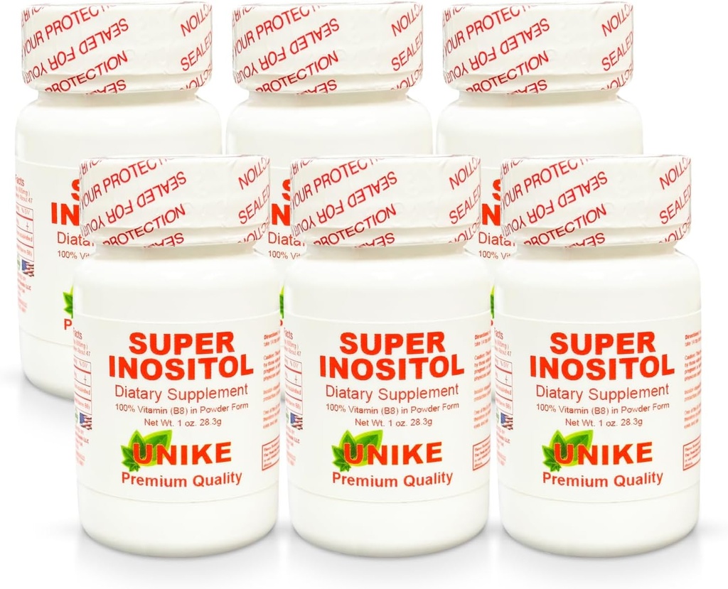 Super Inositol Diett Supplerende | Inositol (Vitamin B8) pulver for hormonell balanse, fruktbarhet og ovarisk støtte | Glutenfri, Vegan 1 Oz (Pack of 6)