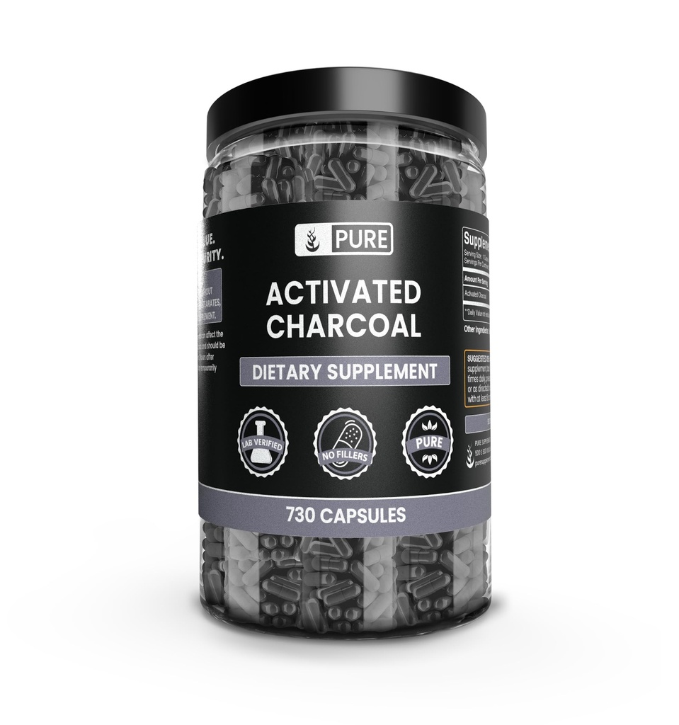 Rene originale ingredienser Aktivert Charcoal (730 kapsler) Ingen magnesium eller Rice Fillers, alltid ren, Lab Verifisert
