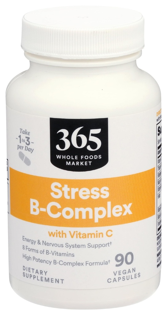 365 av hele matmarked, vitamin B Stress Complex med vitamin C, 90 Veg Kapsler