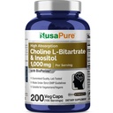 NusaPure Choline & Inositol 1000 mg - 200 Veggie Caps (100% vegetarisk, ikke-GMO) Bioperin