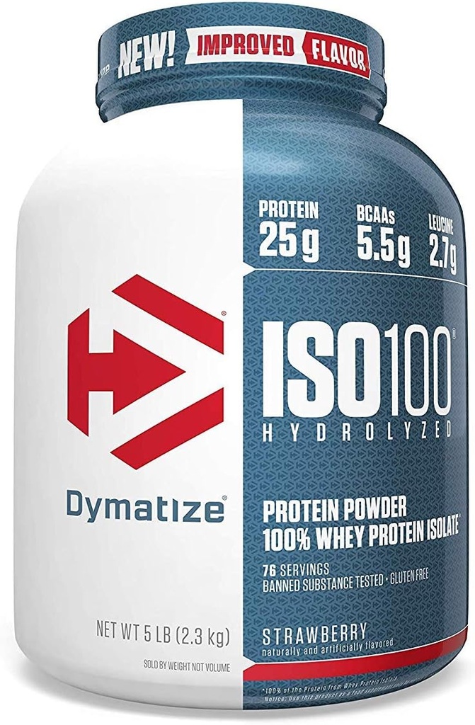 Dymatize ISO100 Hydrolysert 100% Whey Protein Isolate Strawberry - 5 lbs