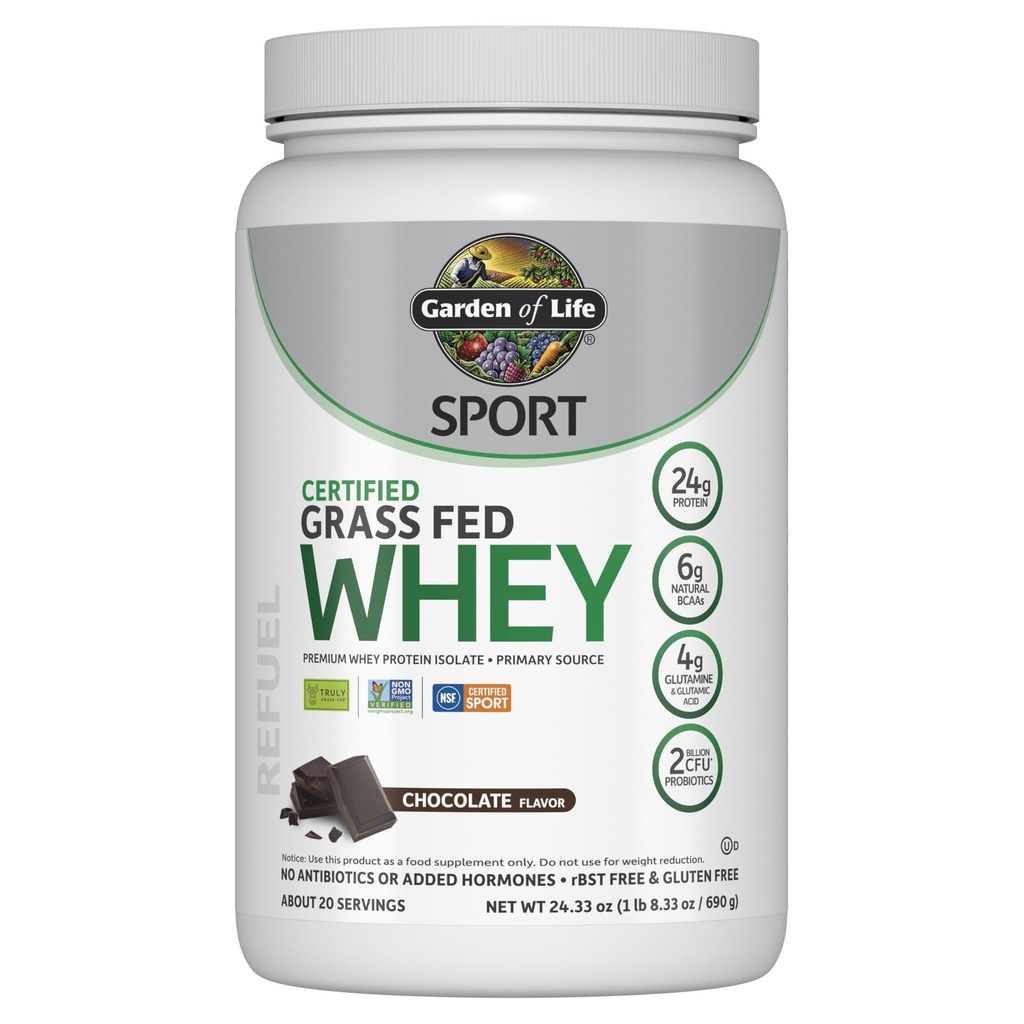 Hage of Life Sport Whey Protein Powder Sjokolade, Premium Grass Fed Whey Protein Isolate Plus Probiotika for immunsystem Helse, 24g Protein, Ikke GMO, Glutenfri, kald prosessert - 20 Serveringer
