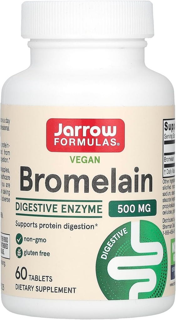 Jarrow Formulas® Bromelain Tabletter, 500 mg Diett Supplement for protein digestion, 60 tabletter, 60 dagers forsyning
