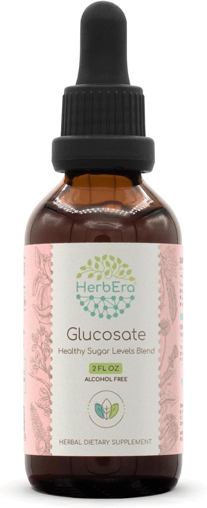 HerbEra Glukosate B60 alkoholfri ekstrakt Tinktur, Bitter Melon Frukt, kanel Bark, Dandelion Root, Gymnema Leaf, Fenugreek frø, Amla Frukt. Sunn sukkernivå blanding 2 fl Oz