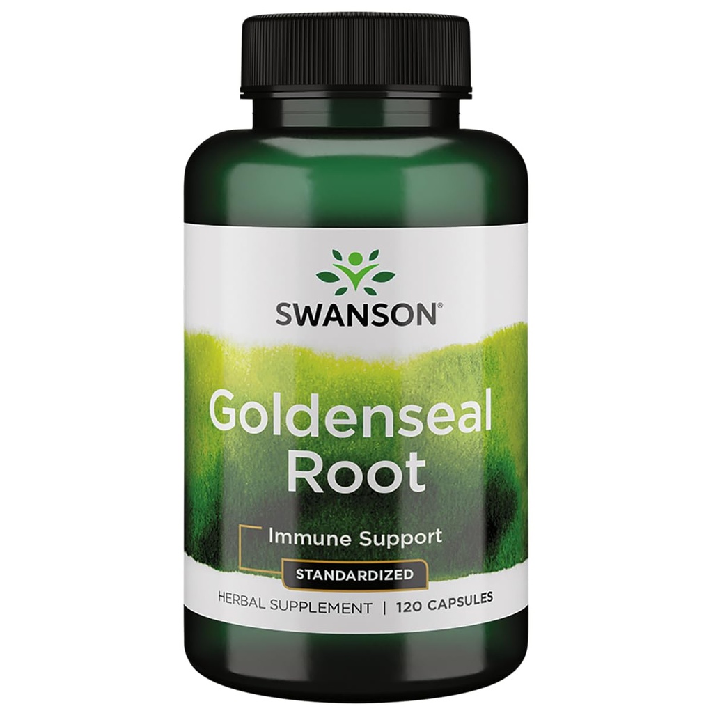 Swanson Goldenseal Root - Herbal Supplement fremme immun støtte og generell velvære - Funksjoner Goldenseal Root Extract standardisert til minimum 5% totale alkaloider - (120 kapsler, 125 mg hver)