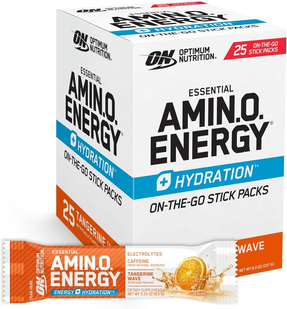 Optimal ernæring Amino Energi Hydration Packets, On-The-Go Energi pulver Stick Packs, Tangerine Wave, 25 greve