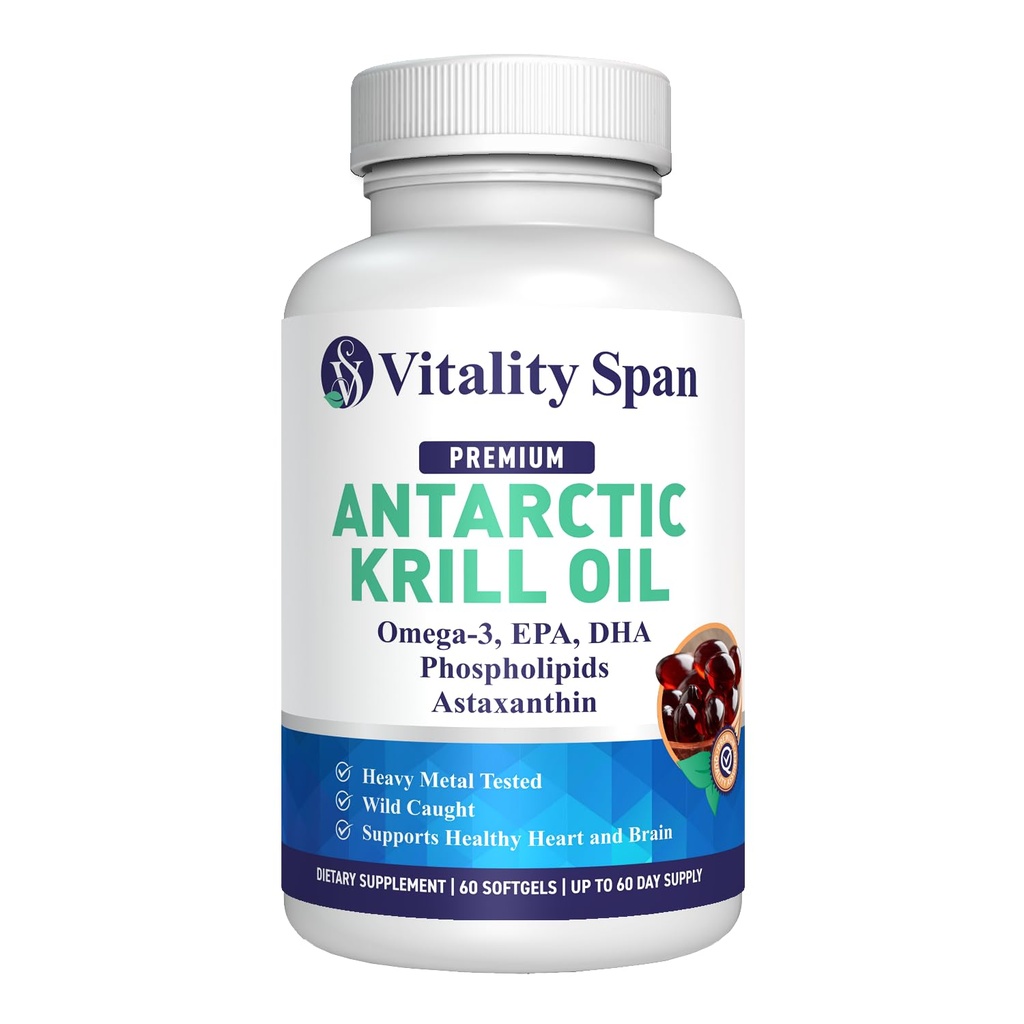 Krill Oil Omega 3 Astaxanthin Choline DHA EPA, Superior Absorpsjon, Ekstra styrke, Ingen fiskeolje Ettersmak, Heavy Metal Testet, Små størrelse Softgels, 500 mg