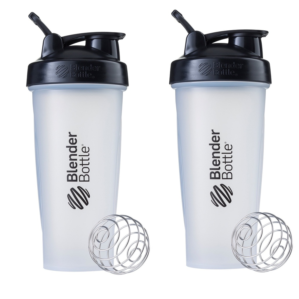 BlenderBottle Classic Shaker Flaske Perfekt for Protein Shakes og Pre Workout, 28oz,Clear / Black (Pack of 2)
