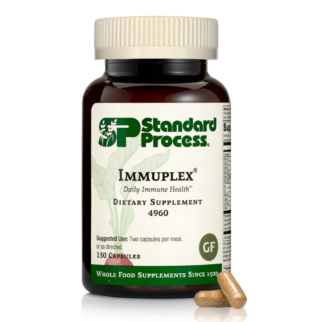 Standard prosess Inc. Immuplex - Daglig immunstøtte Supplement med folat, jern, vitamin C & vitamin A - Mineral Supplement med antioksidant ingredienser - 150 kapsler