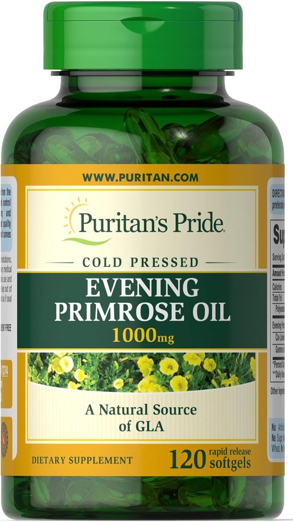 Puritans Pride Aften Primrose Olje 1000 mg Med Gla, 120 greve
