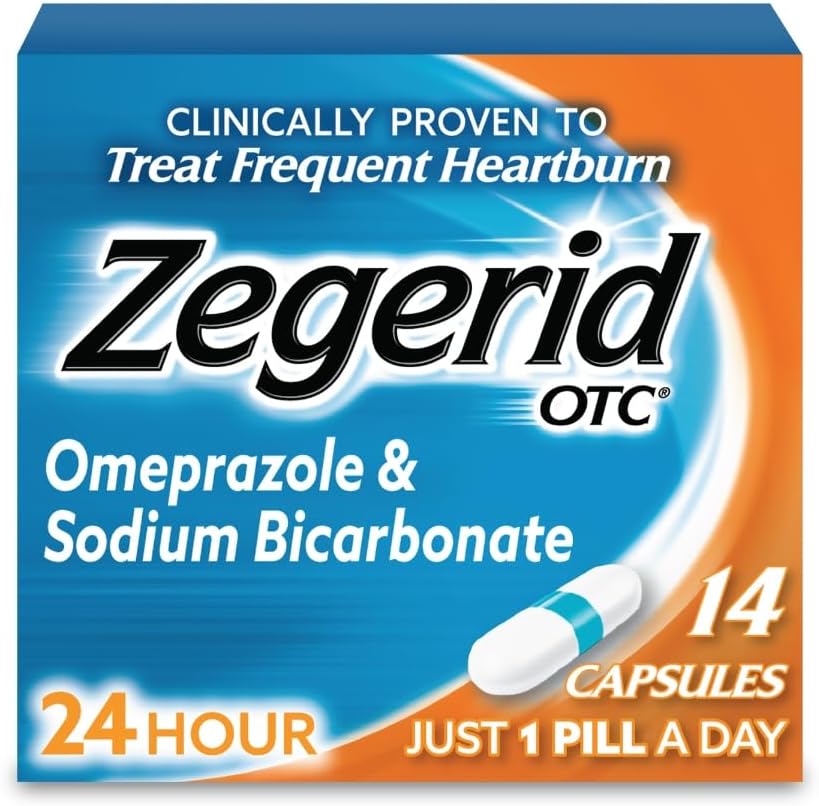 Zegerid OTC 24-timers Heartburn Relief, den eneste protonpumpe inhibitor med Omeprazol 20 mg + natriumbikarbonat, behandler ofte Heartburn, 14ct kapsler