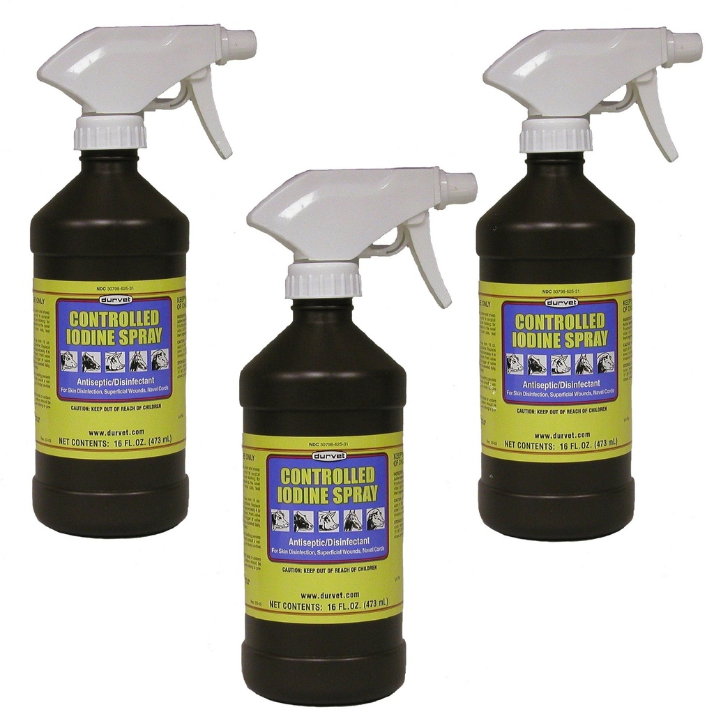 (3 Pakke) Durvet kontrollert iodinespray, 16-Ounces Hver