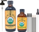 PRIME NATURAL Organic Black Seed Oil & Organic Castor Oil - 2 Oil Bundle - USDA Certified - Cold Pressed, Jomfru, Uraffinert, Vegansk, Ikke-GMO, Ingen konserveringsmidler