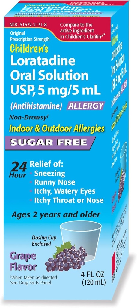 Barns orale løsning, Grape Flavor, Ikke-Drowsy 24h Relief av Sneezing, Runny Nese, kløende vannige øyne, kløende throat eller nese, Antihistaminer, innendørs og utendørs allergier