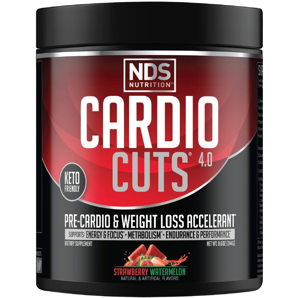 NDS ernæring 4.0 Pre Trening Supplement - Avansert vekttap og prekardio formel med L-karnitine, CLA, MCTs, L-Glutamine, og Saflower olje - Strawberry Watermelon (40 serveringer)
