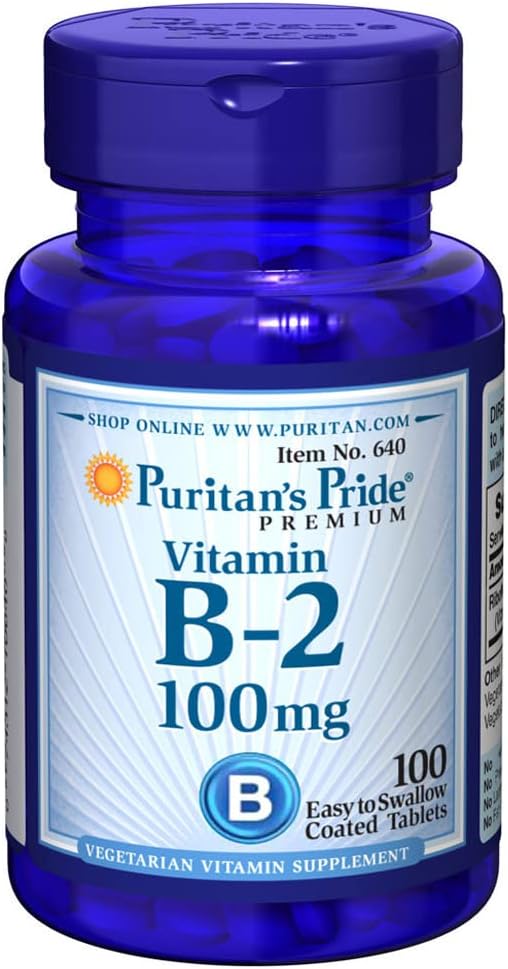 Puritans Pride vitamin B-2 100 Mg tabletter, 100 greve