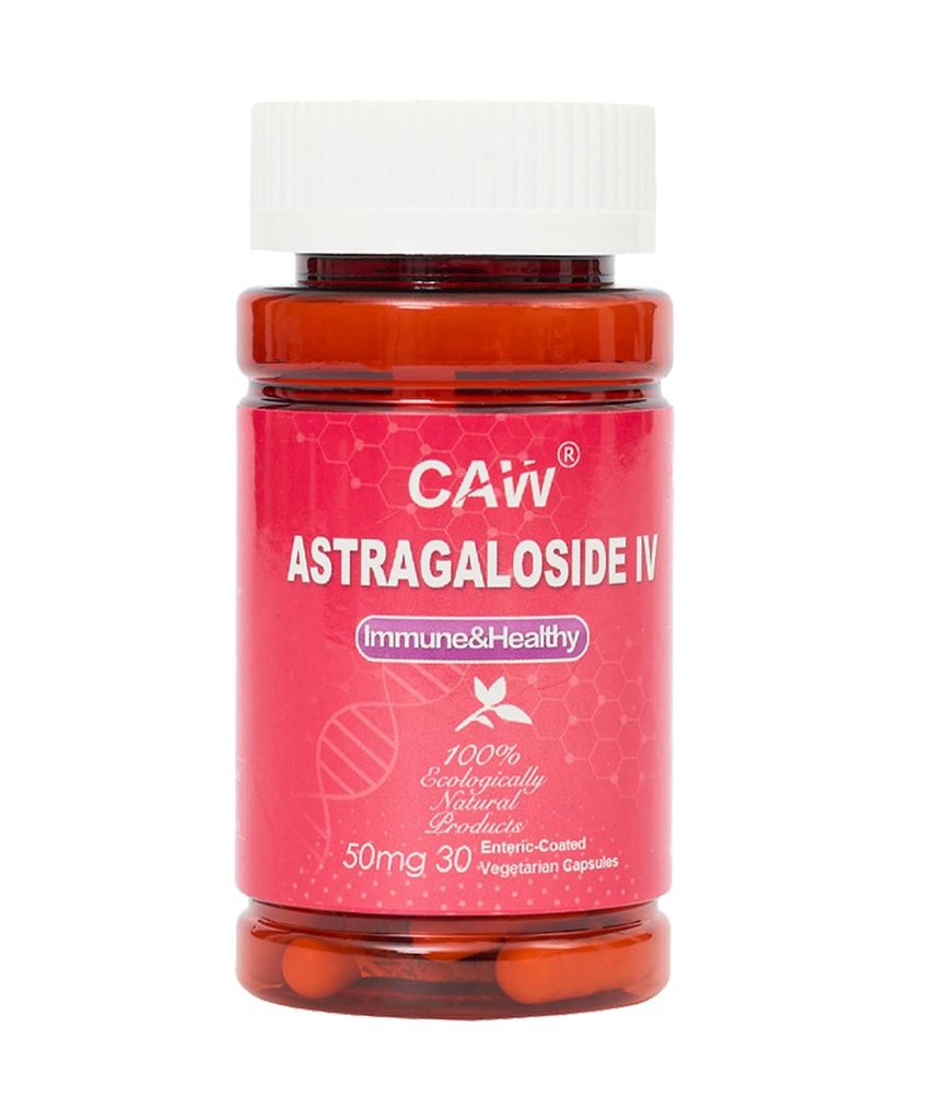 CAW Max Absorpsjon Astragaloside IV 98% 50mg 30 kapsler | Immun støtte | Anti-Aging Supplement | 50mg 30 Enterisk-koated Vegetariske kapsler 1 flaske