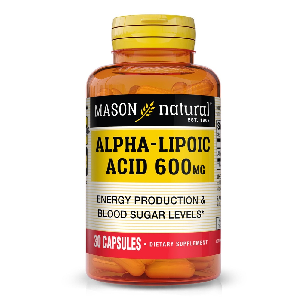 MASON NATURAL Alpha Lipoic Acid 600 mg per servering, Glutenfri ALA Supplement, 30 kapsler